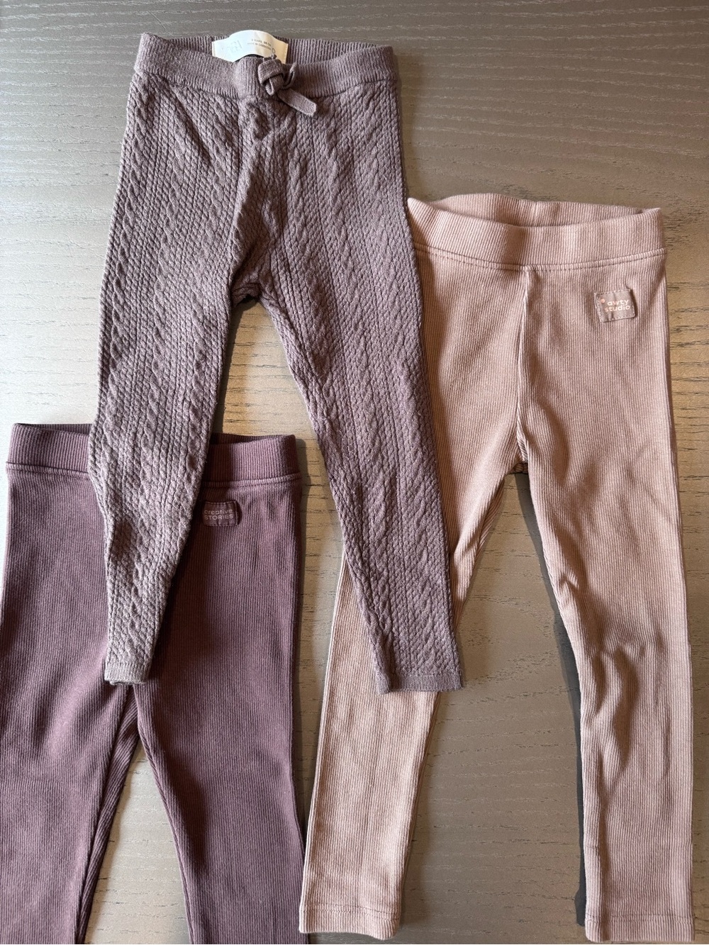 Zara Kids Ribbed & Textured Leggings in Mauve, Dusty Pink and Blush